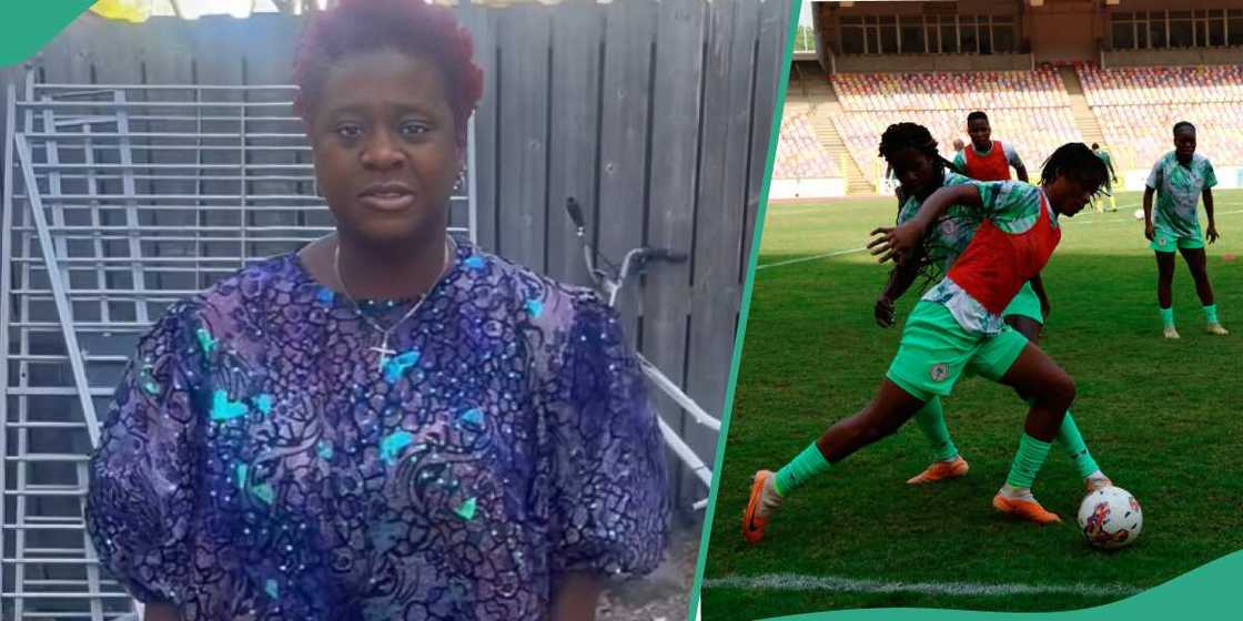 The super falcon star raises ball accurately in heels The super falcon star raises ball accurately in heels