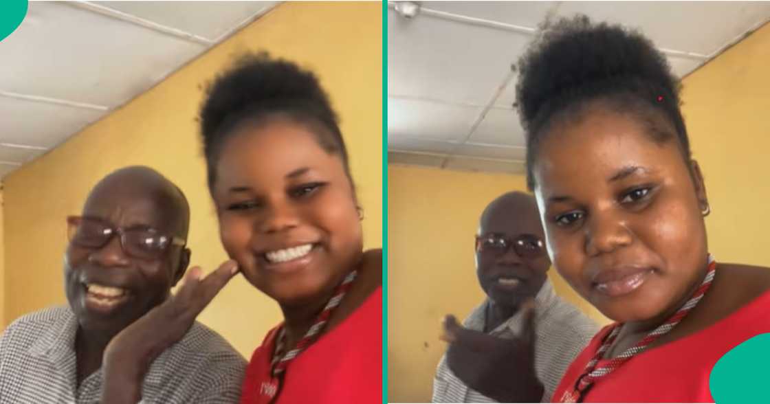 A lecturer at Covenant Polytechnic in Abia state excited as a female student calls him sweet names in class. A lecturer at Covenant Polytechnic in Abia state excited as a female student calls him sweet names in class.