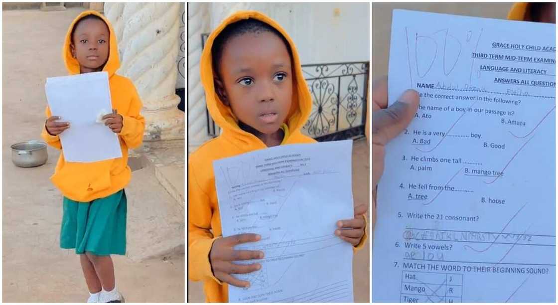 Photos of a child who cleared her exam papers with 100%. Photos of a child who cleared her exam papers with 100%.