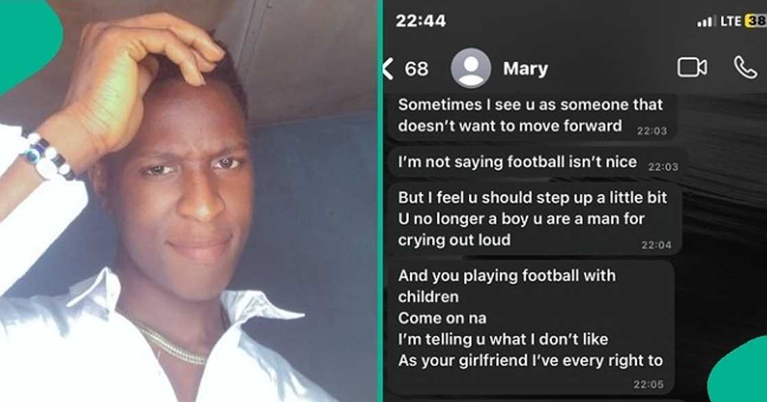 Man posts WhatsApp chat with his girlfriend who tackled him over his lifestyle. Man posts WhatsApp chat with his girlfriend who tackled him over his lifestyle.