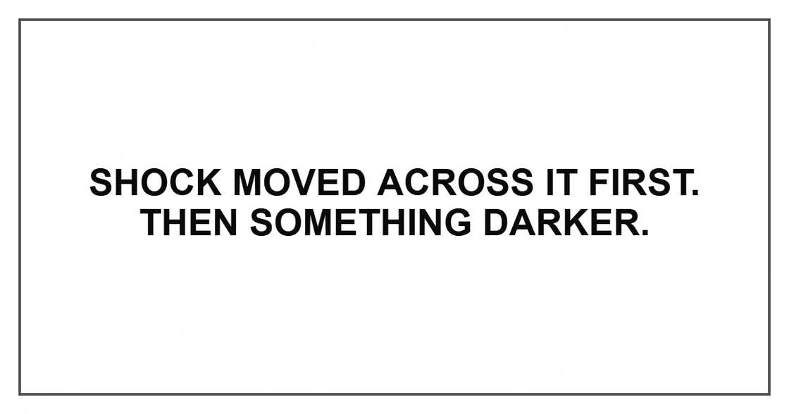 Shock moved across it first. Then something darker. Shock moved across it first. Then something darker.