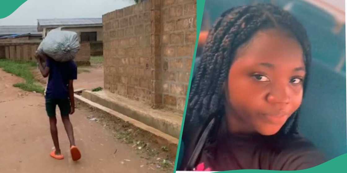 Photo of young lady and her younger brother Photo of young lady and her younger brother