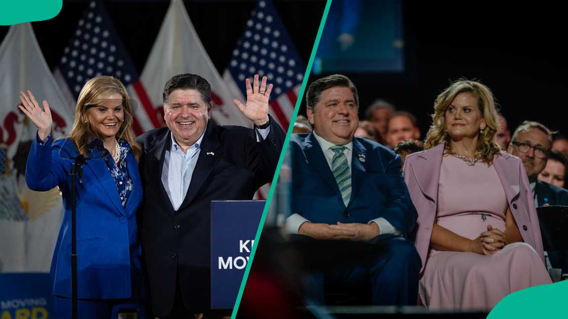 JB Pritzker and his wife speaks during a rally and at an inauguration ceremony for Brandon Johnson. JB Pritzker and his wife speaks during a rally and at an inauguration ceremony for Brandon Johnson.