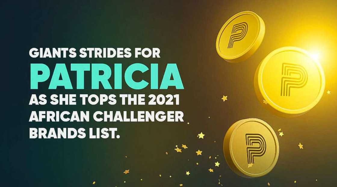 Giants Strides for Patricia, As She Tops the 2021 African Challenger Brands List Giants Strides for Patricia, As She Tops the 2021 African Challenger Brands List