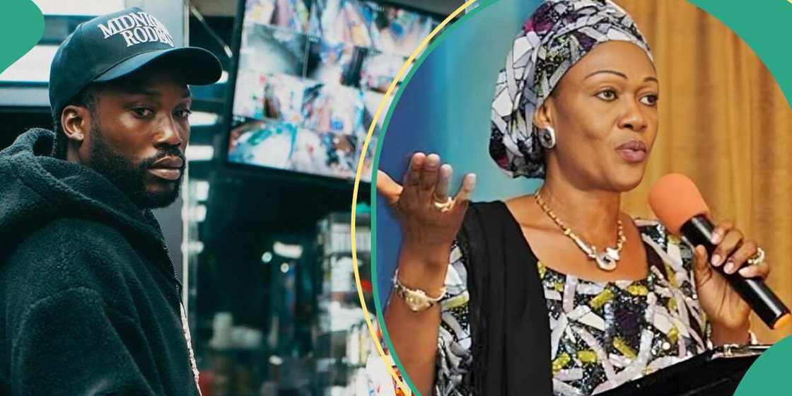 American rapper Meek Mill hails Nigeria's first Lady Remi Tinubu.