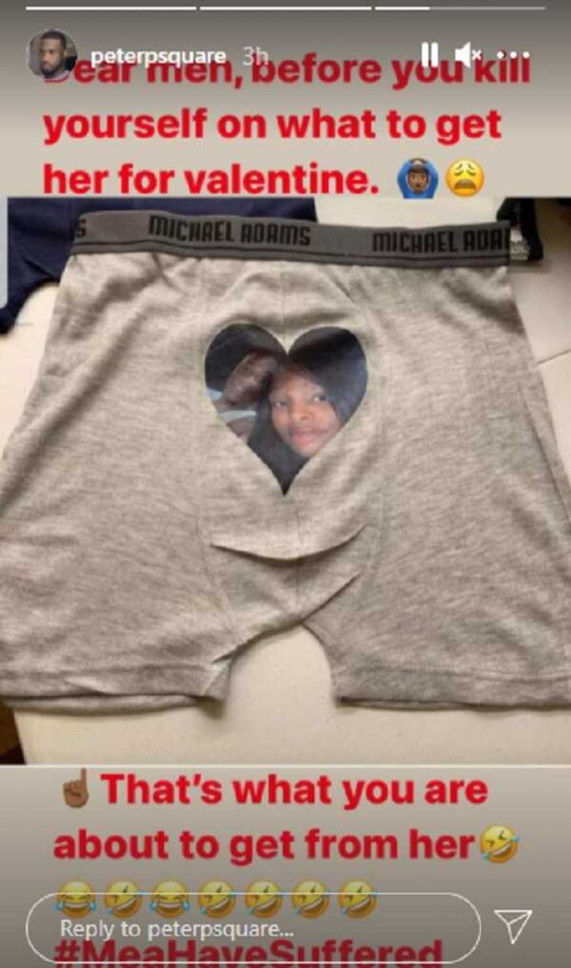 Peter Psquare shares customized boxer briefs for Valentine, says men have suffered