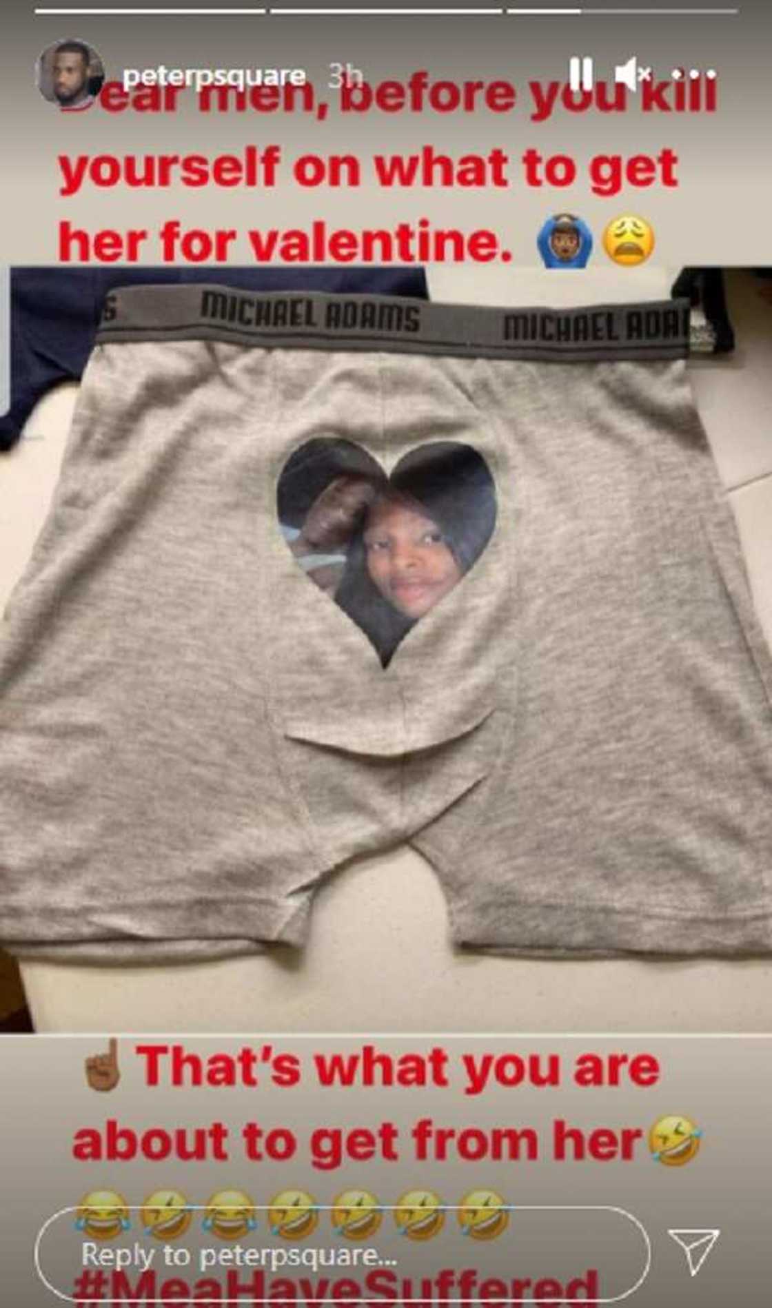 Peter Psquare shares customized boxer briefs for Valentine, says men have suffered Peter Psquare shares customized boxer briefs for Valentine, says men have suffered