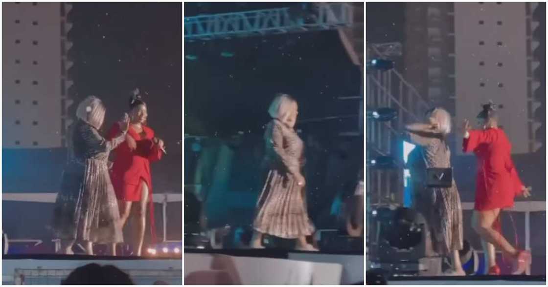 Yemi Alade brings mum on stage. Yemi Alade brings mum on stage.