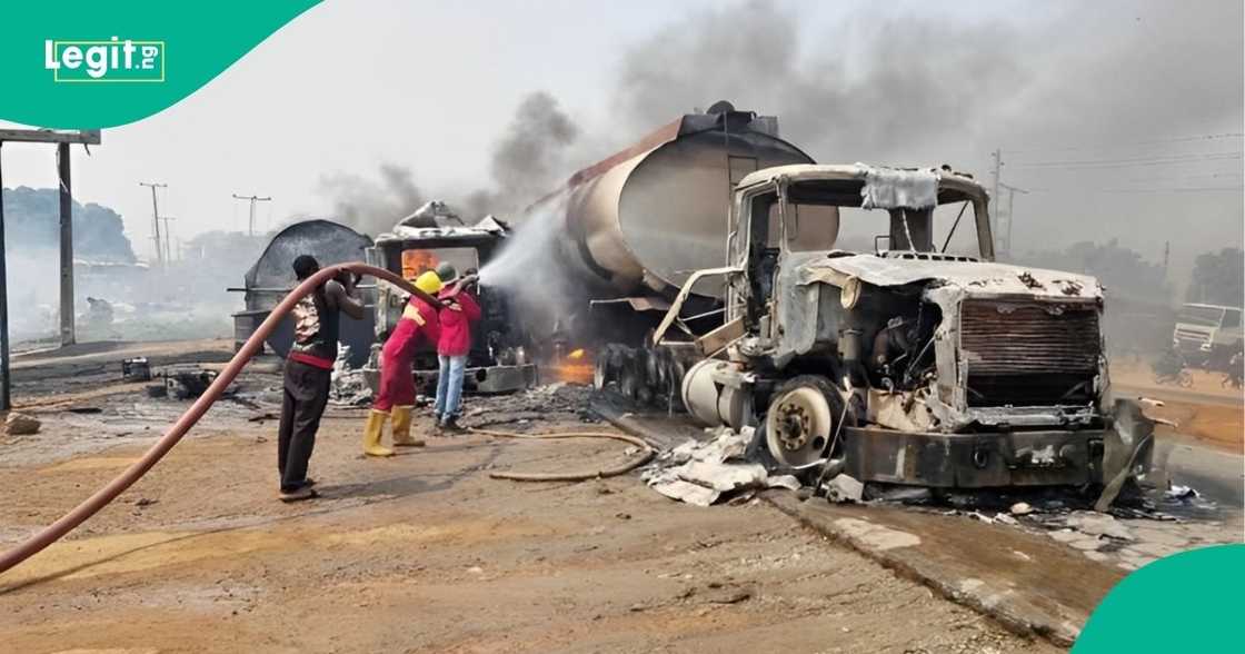 Two lives were reportedly lost following a fuel tanker explosion in Oyo State. Two lives were reportedly lost following a fuel tanker explosion in Oyo State.