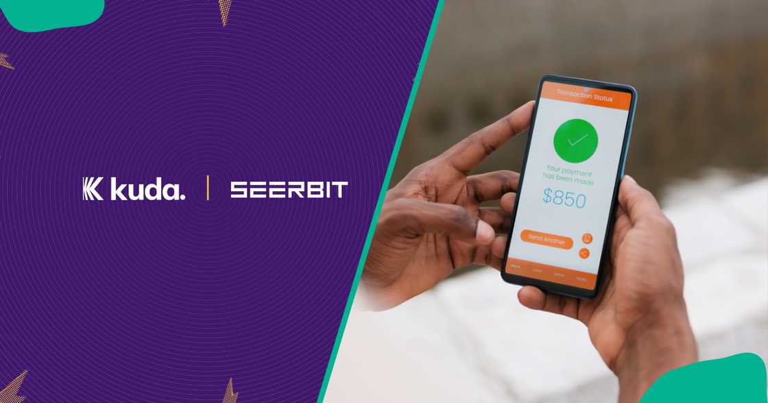 The Kuda Bank logo and an individual conducting a mobile transfer. The Kuda Bank logo and an individual conducting a mobile transfer.