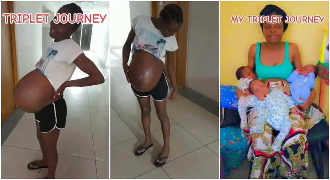 Photos of a young lady who gave birth to triplets. Photos of a young lady who gave birth to triplets.