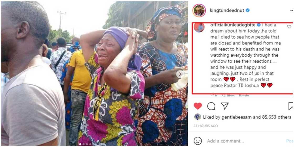 TB Joshua: I Died to See How People React to My Death, Actor Kunle Adegbite Shares Strange Dream He Had TB Joshua: I Died to See How People React to My Death, Actor Kunle Adegbite Shares Strange Dream He Had