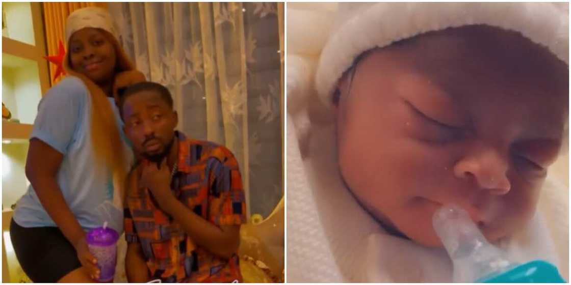 Rapper Erigga and wife welcome another child, see cute video of newborn