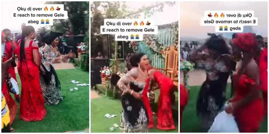 Bride causes stir at edding, yanks off gele as she burst into weird dance moves, video stirs reactions Bride causes stir at edding, yanks off gele as she burst into weird dance moves, video stirs reactions