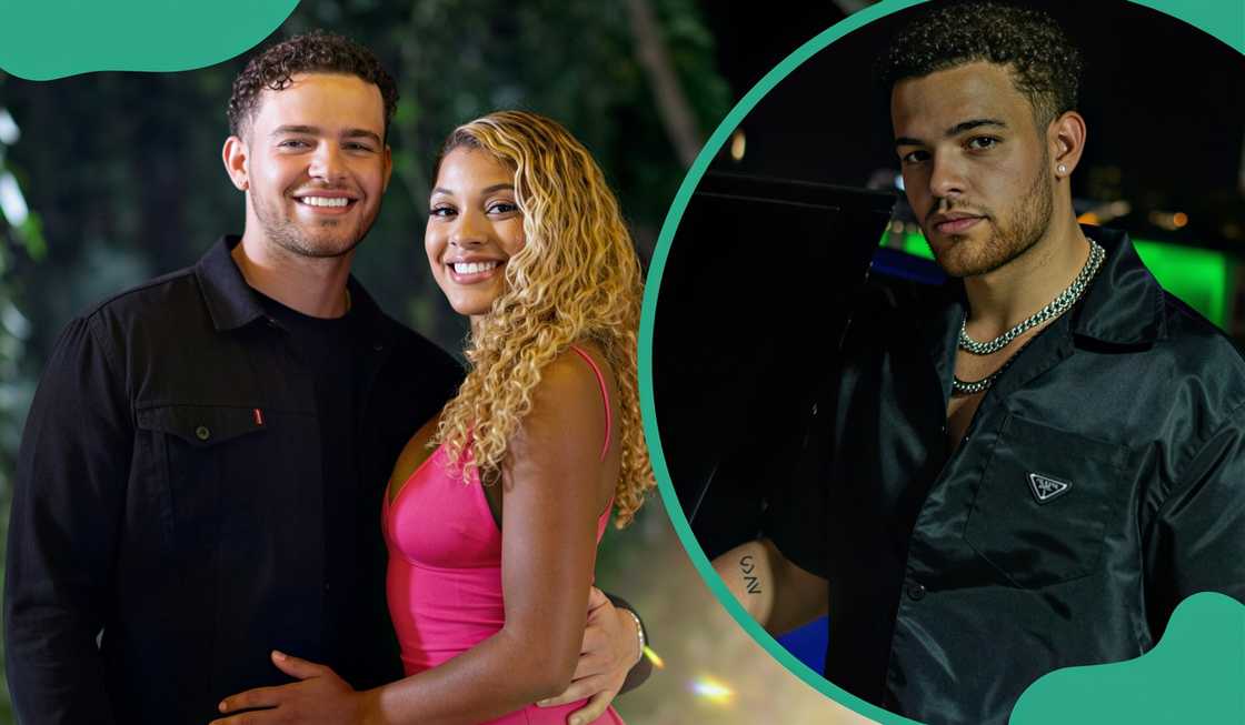 Hannah and Marco pose during the Love Island USA final episode and the reality star poses in a photoshoot.