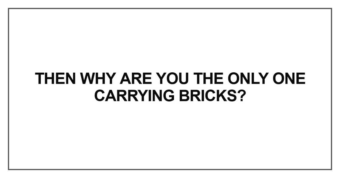 Then why are you the only one carrying bricks