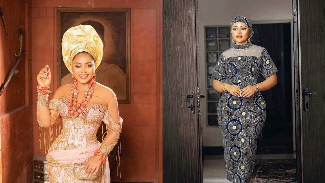 Regina Daniels in elegant outfits