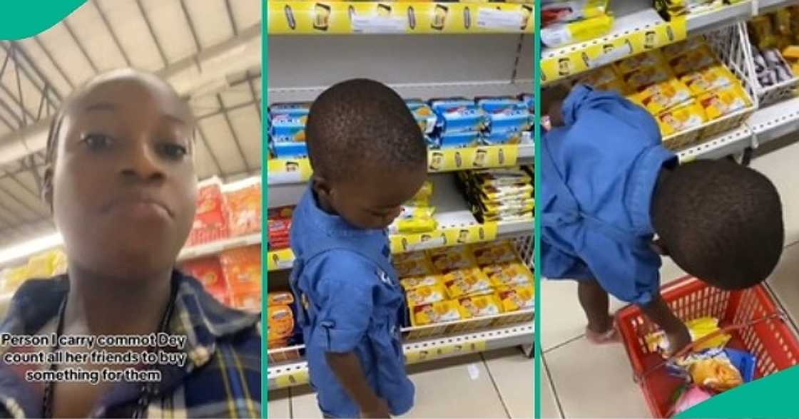 Little girl begins shopping items for friends at mall