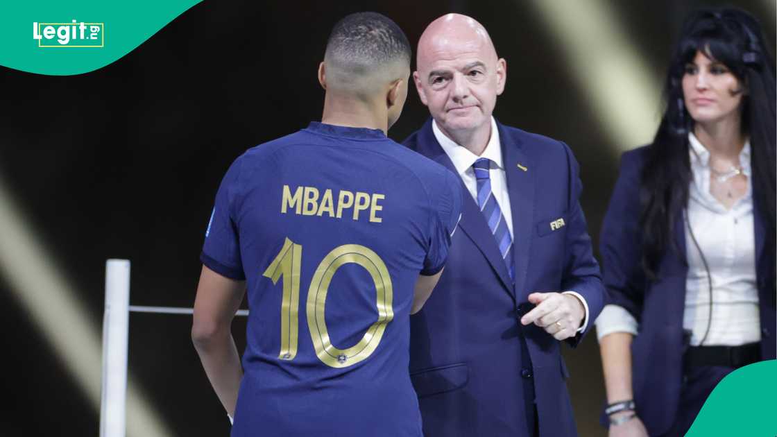 Kylian Mbappe, Gianni Infantino, France, 2026 FIFA World Cup, USA. Kylian Mbappe, Gianni Infantino, France, 2026 FIFA World Cup, USA.
