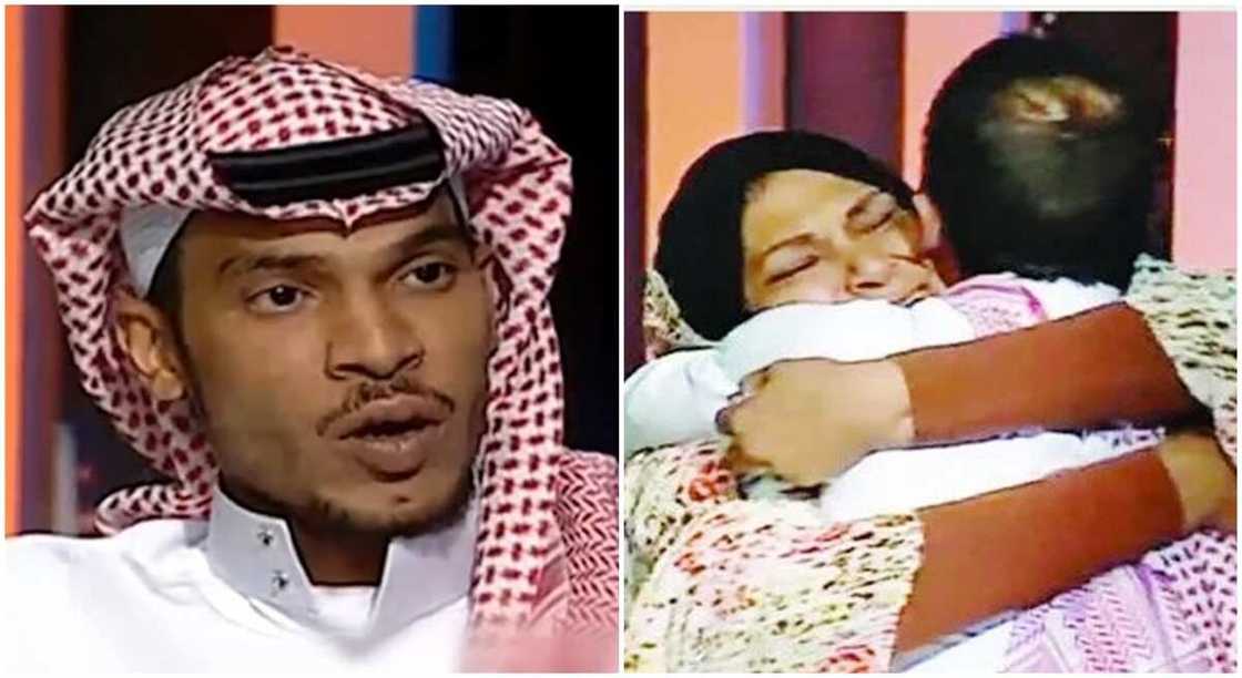 Abdullah Khojali passionately hugs his mother. Abdullah Khojali passionately hugs his mother.