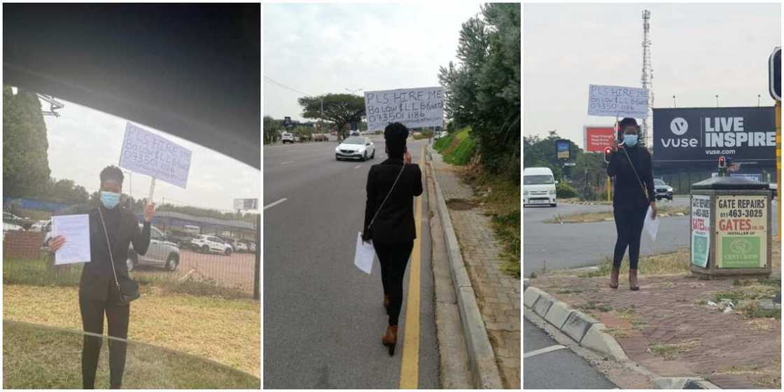 Female Law Graduate Hits the Street with a Placard and Her CV in Search of Job, Photos Spark Mixed Reactions Female Law Graduate Hits the Street with a Placard and Her CV in Search of Job, Photos Spark Mixed Reactions