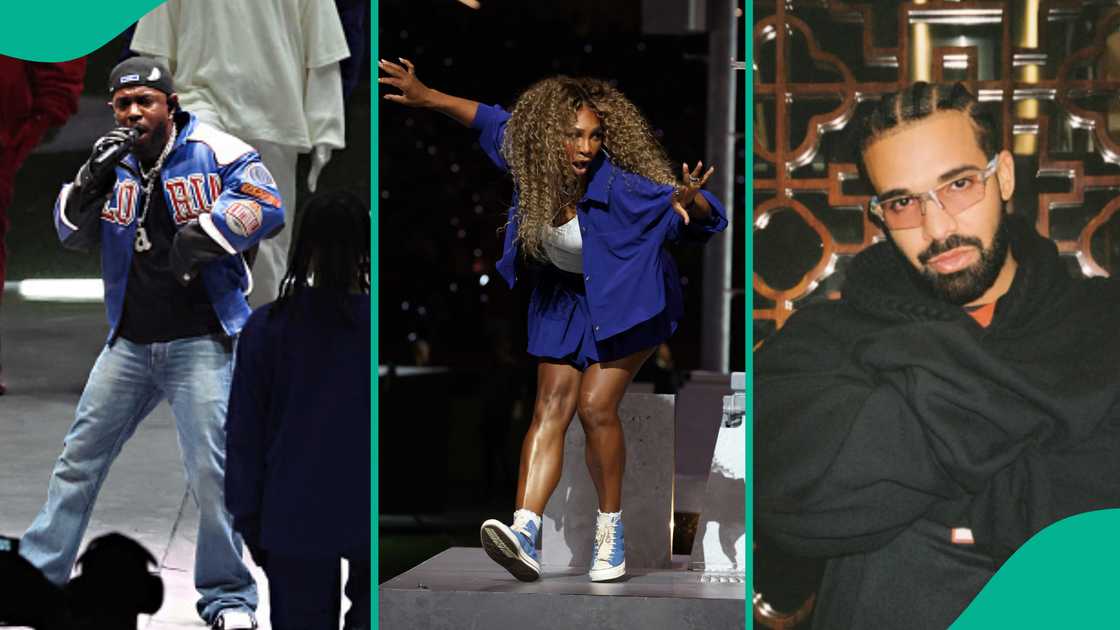 Serena Williams crip-walks at Kendrick Lamar's Super Bowl halftime show.