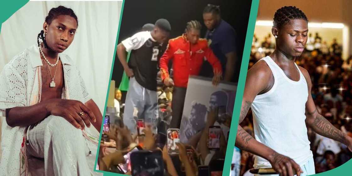 Bella Shmurda refuses picture frame of Mohbad and his son. Bella Shmurda refuses picture frame of Mohbad and his son.