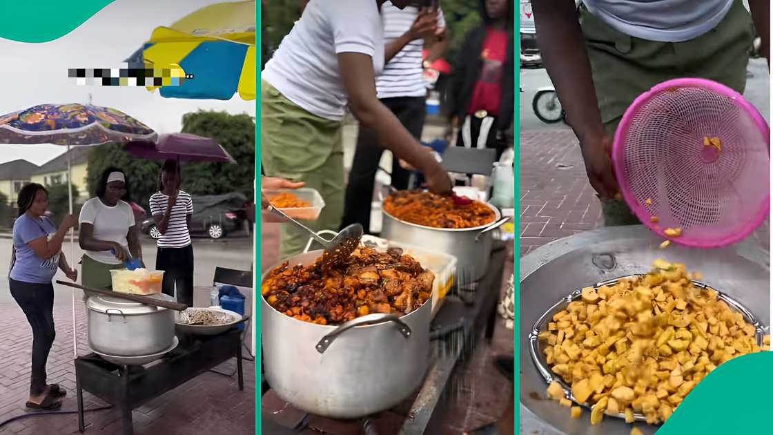Corps member feeds people with jollof rice