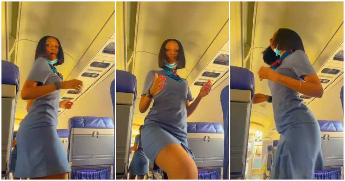 Athenia Paul, flight attendant dances inside aeroplane, video of flight attendant dancing