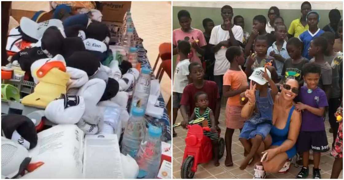 Wizkid's son Zion with mum at orphanage in Ghana