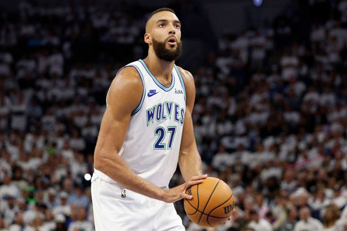 Rudy Gobert #27 of the Minnesota Timberwolves at Target Center in Minneapolis, Minnesota