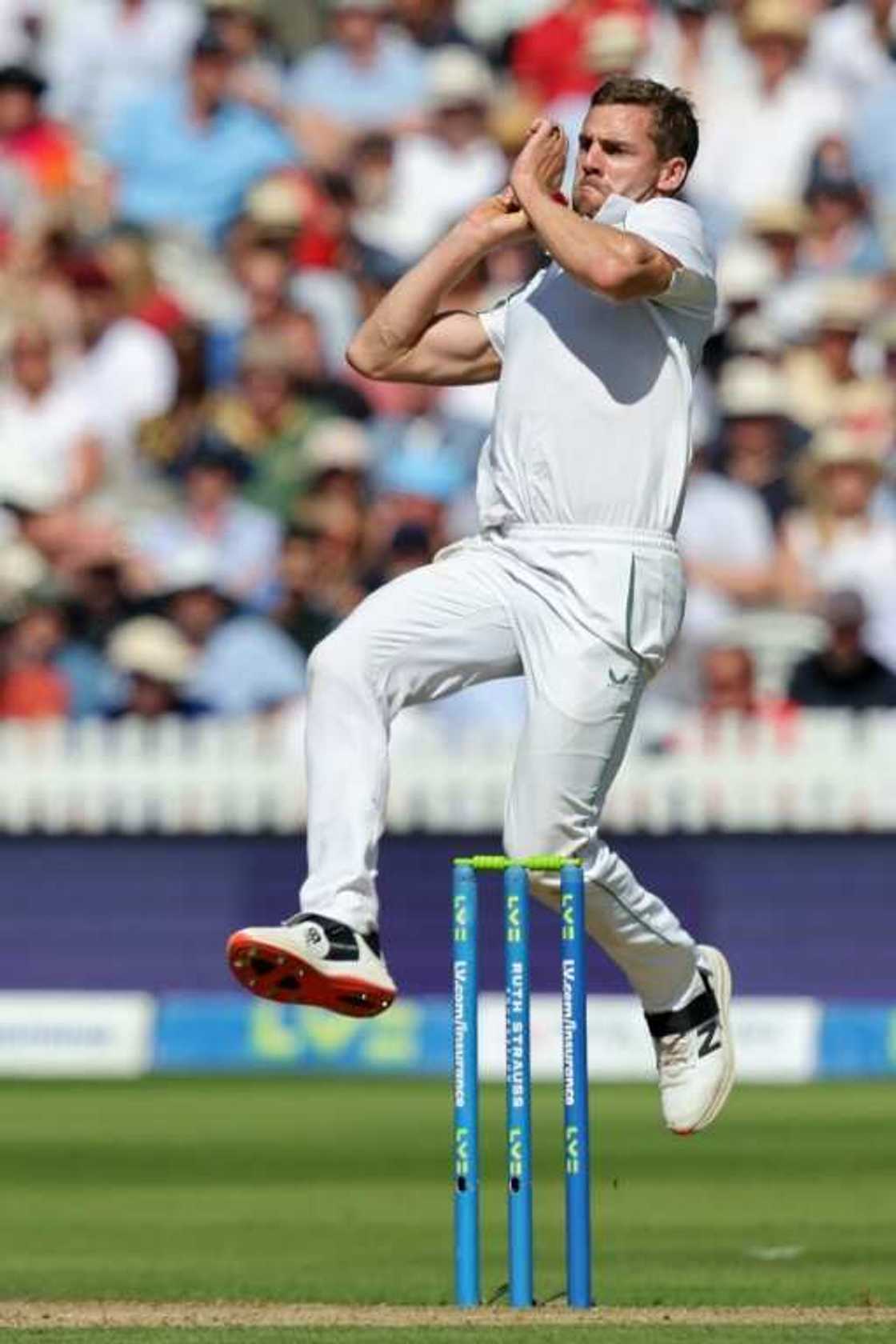 Full flight - South Africa's Anrich Nortje runs bowls during the first Test at lord's Full flight - South Africa's Anrich Nortje runs bowls during the first Test at lord's