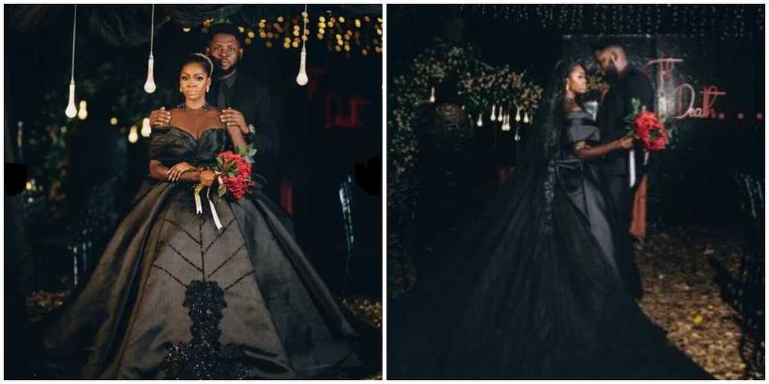 Photo of a couple in black. Photo of a couple in black.