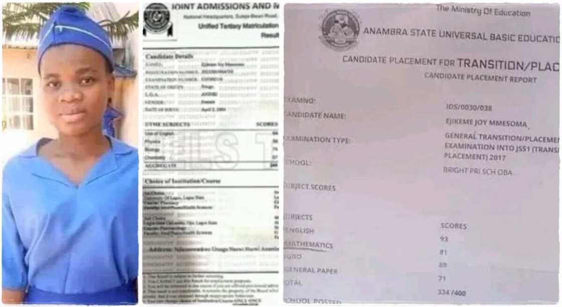Photos of Mmesoma Ejikeme and her JAMB result. Photos of Mmesoma Ejikeme and her JAMB result.