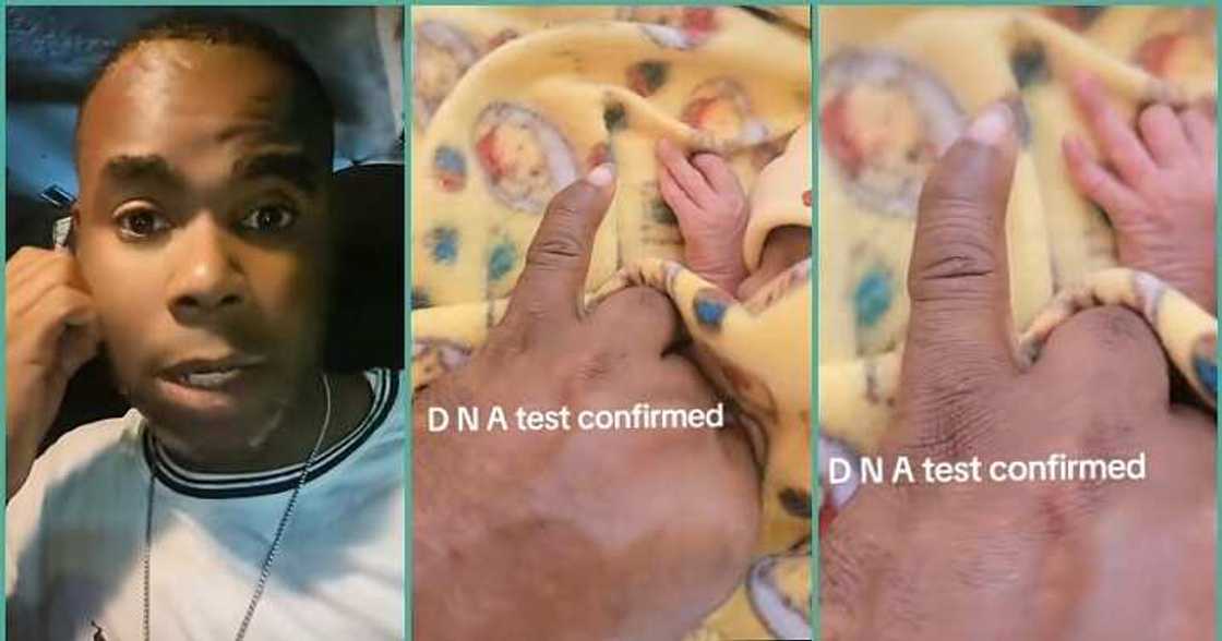 Funny dad uses baby's hands to confirm DNA