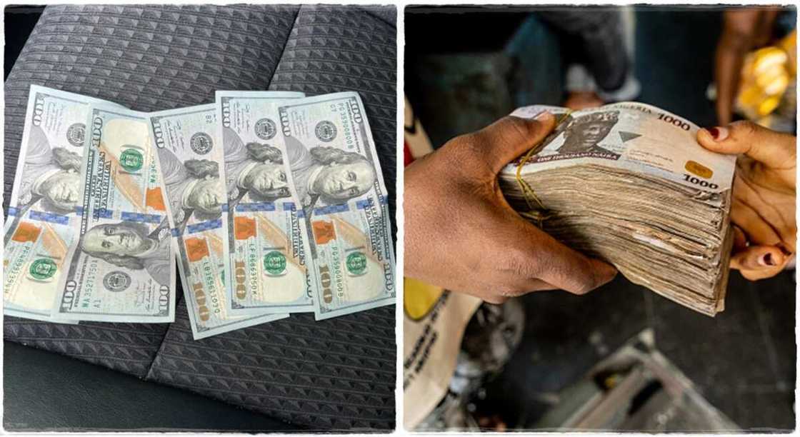 Photos of Dollars and Naira notes. Photos of Dollars and Naira notes.