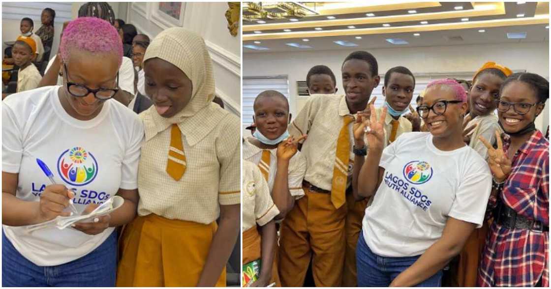 Students blush as they meet Cuppy Students blush as they meet Cuppy