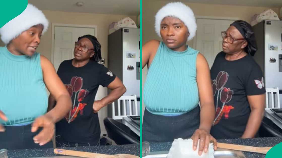 A Nigerian lady commands her oyinbo husband to wash the plates in the presence of her mother