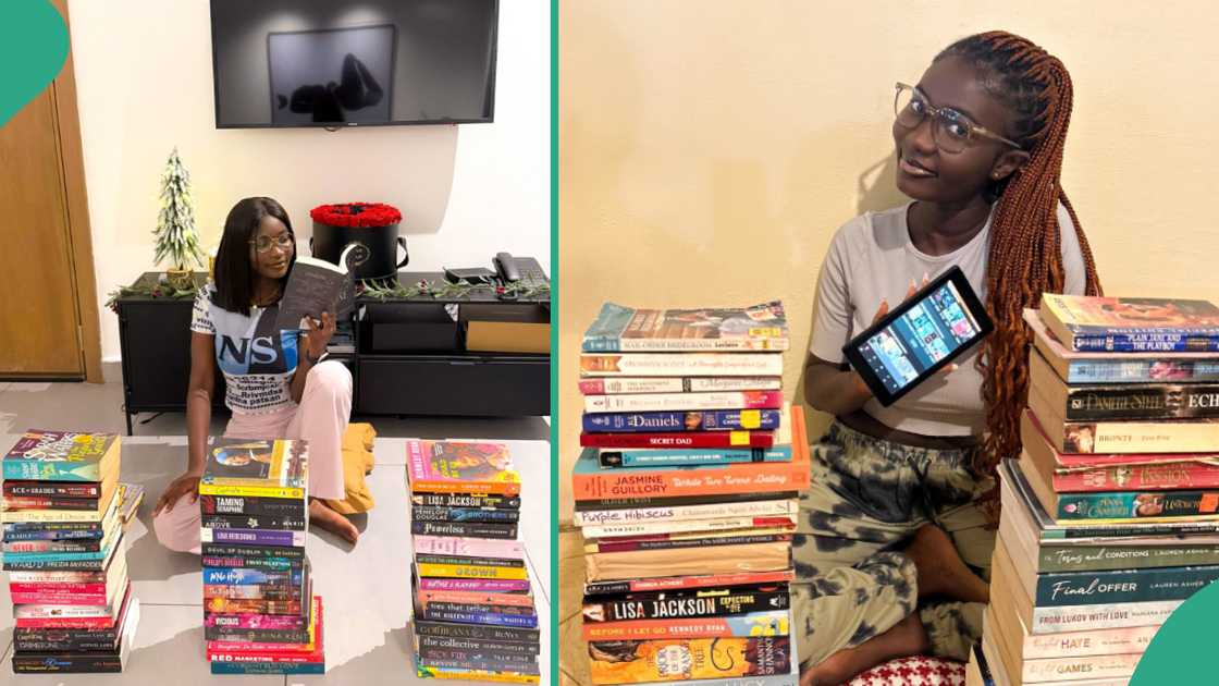 Lady reads 110 books in 2024.