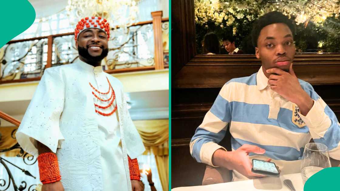 Davido reacts to billionaire's son Raheem Okoya's new song.