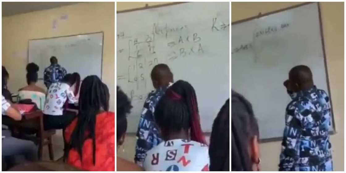 Confusion as Nigerian Lecturer 'Fails' to Solve Maths Problem During Class, Video Sparks Reactions Confusion as Nigerian Lecturer 'Fails' to Solve Maths Problem During Class, Video Sparks Reactions