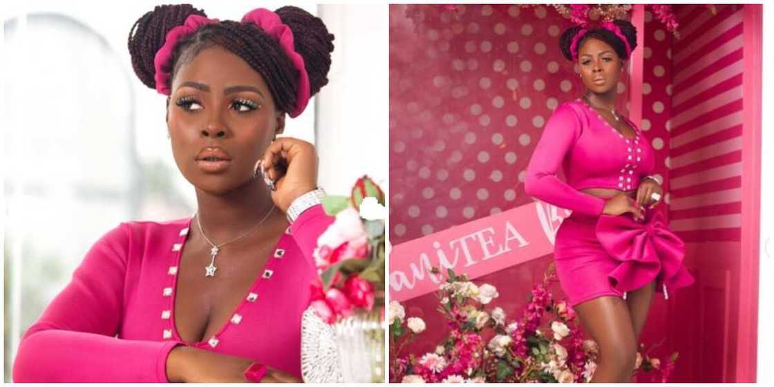 Photos of BBNaija star Khloe in a pink outfit. Photos of BBNaija star Khloe in a pink outfit.