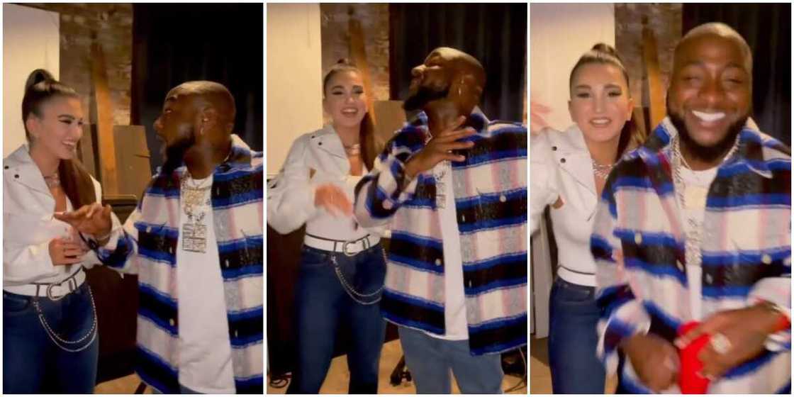 Nigerian Singer Davido Teaches US-based Star Enisa to Speak Pidgin English in Funny Video Nigerian Singer Davido Teaches US-based Star Enisa to Speak Pidgin English in Funny Video