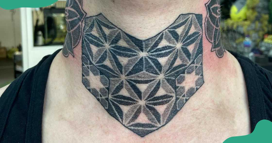 Throat tattoo with triangles Throat tattoo with triangles