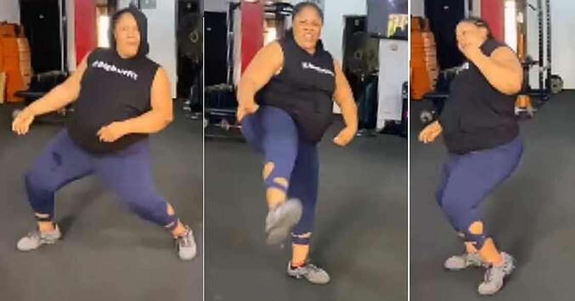 Chubby woman, dance moves, gym Chubby woman, dance moves, gym