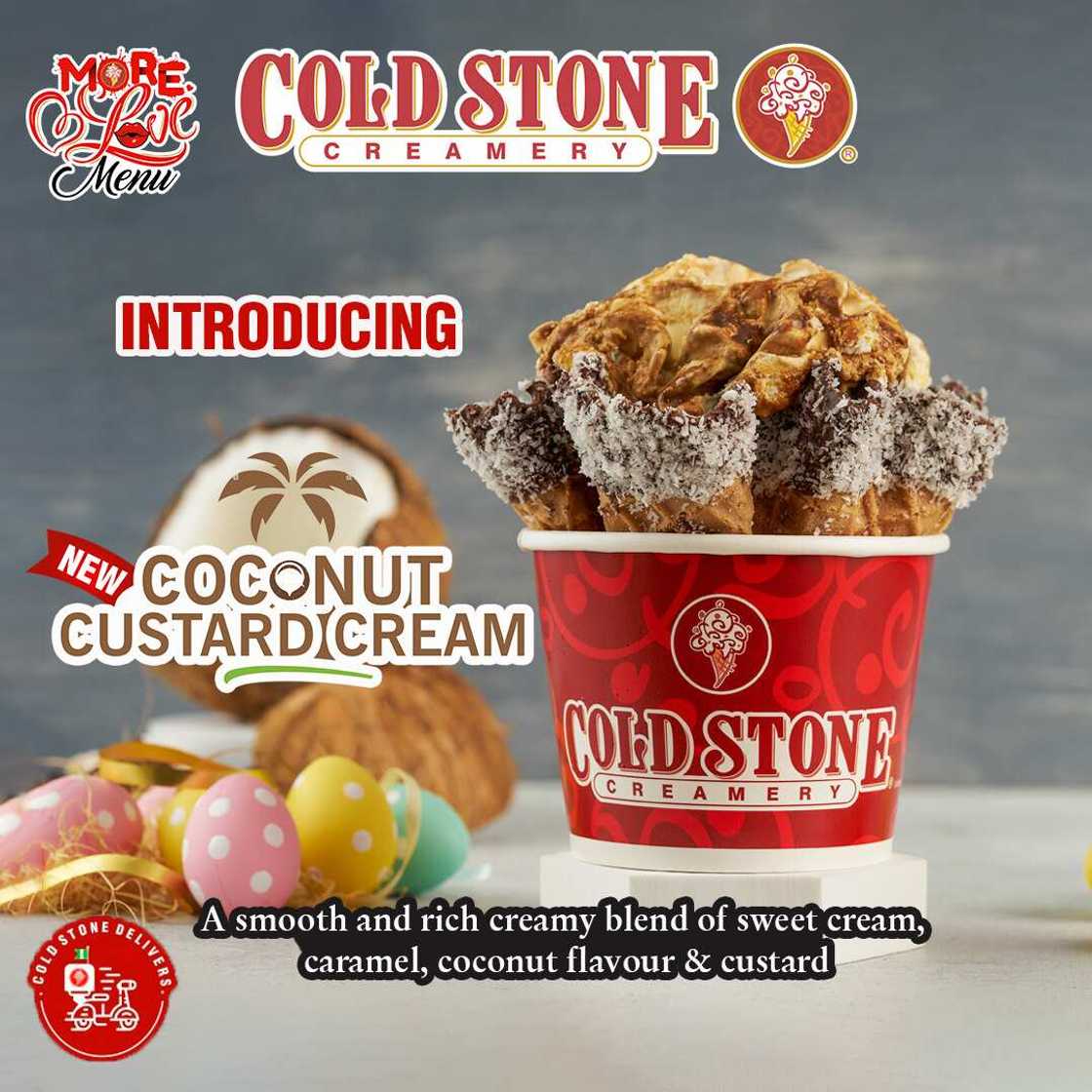 Cold Stone, Sweet Pineapple Cream, Coconut Custard Cream Flavours Cold Stone, Sweet Pineapple Cream, Coconut Custard Cream Flavours