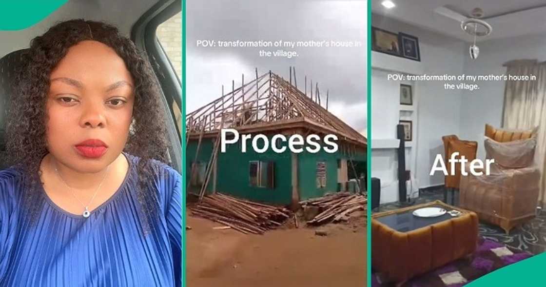 Nigerian woman transforms her mother's house in the village. Nigerian woman transforms her mother's house in the village.