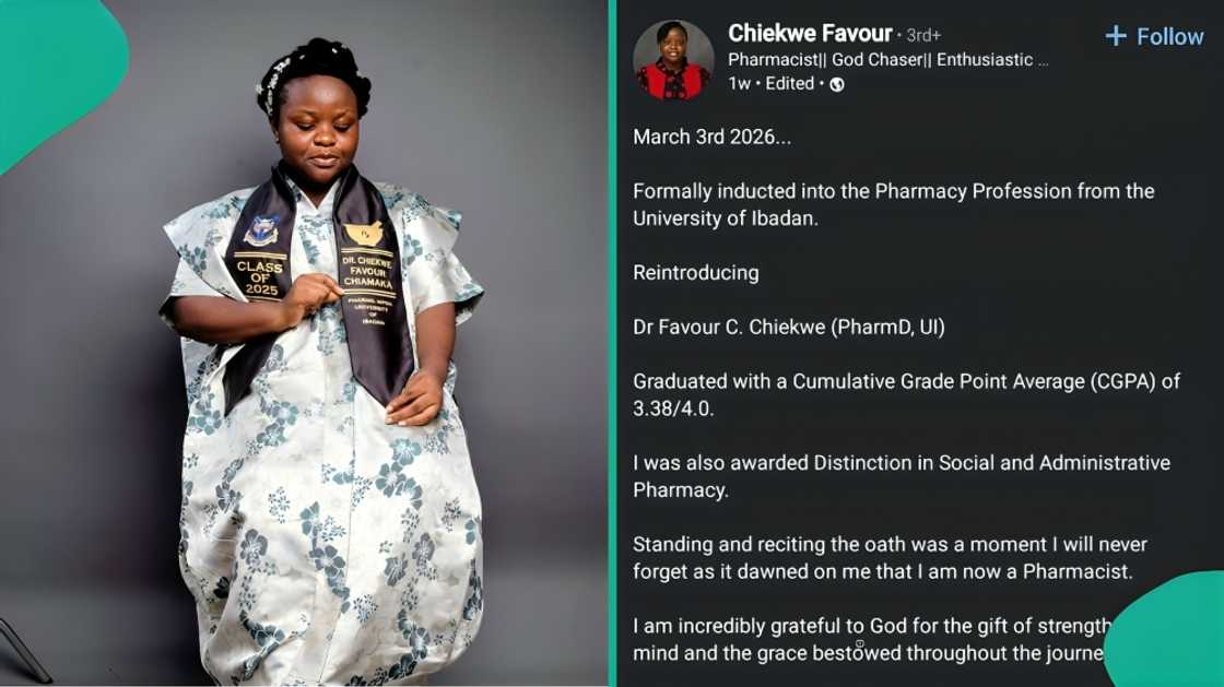 University of Ibadan graduate flaunts CGPA after pharmacy induction ceremony University of Ibadan graduate flaunts CGPA after pharmacy induction ceremony