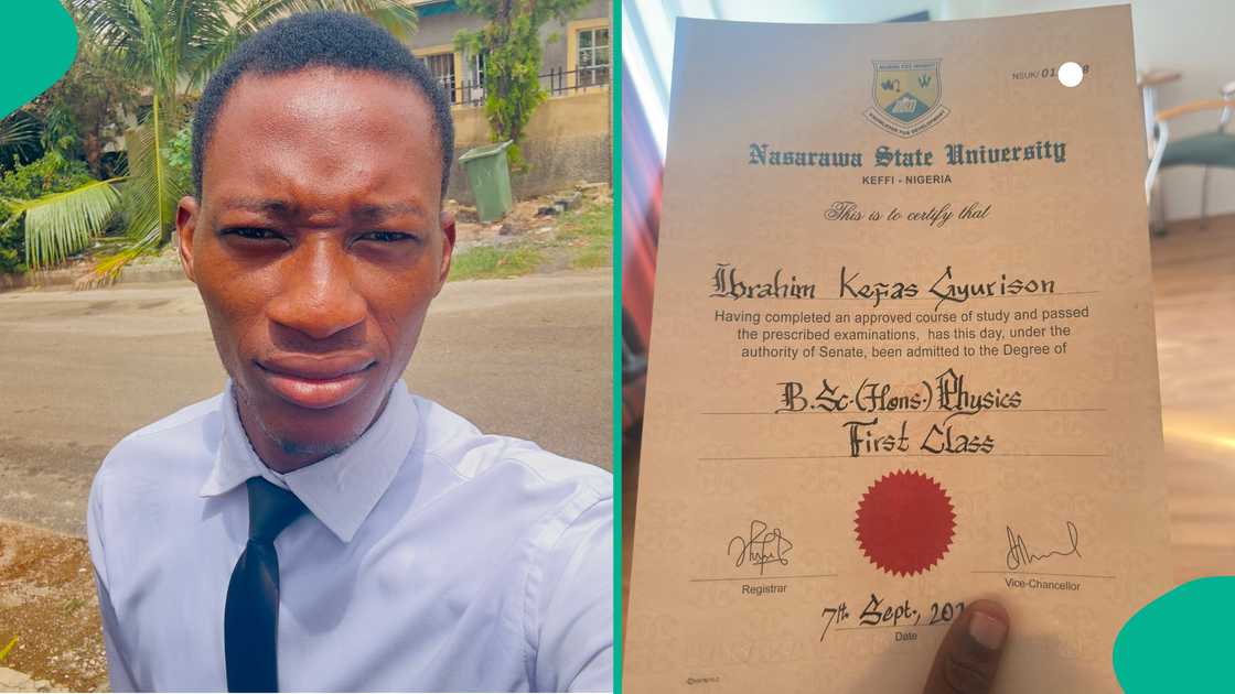 Man who earned first class in physics shares photo of his certificate, says he broke a record in his bloodline