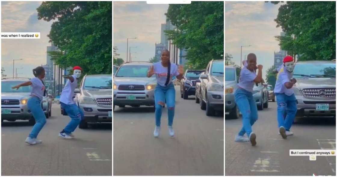 Lagos traffic, dance, lady dances, dance video, man joins Lagos traffic, dance, lady dances, dance video, man joins